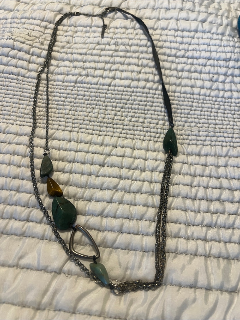 Women’s Green and Brown Multi-Stone Layered Necklace